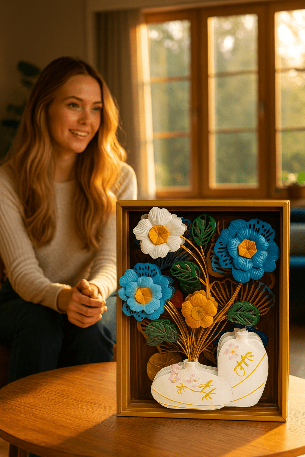 3D Metal Floral Vase Wall Art – Handcrafted Decorative Frame for Elegant Home Decor 🌸✨